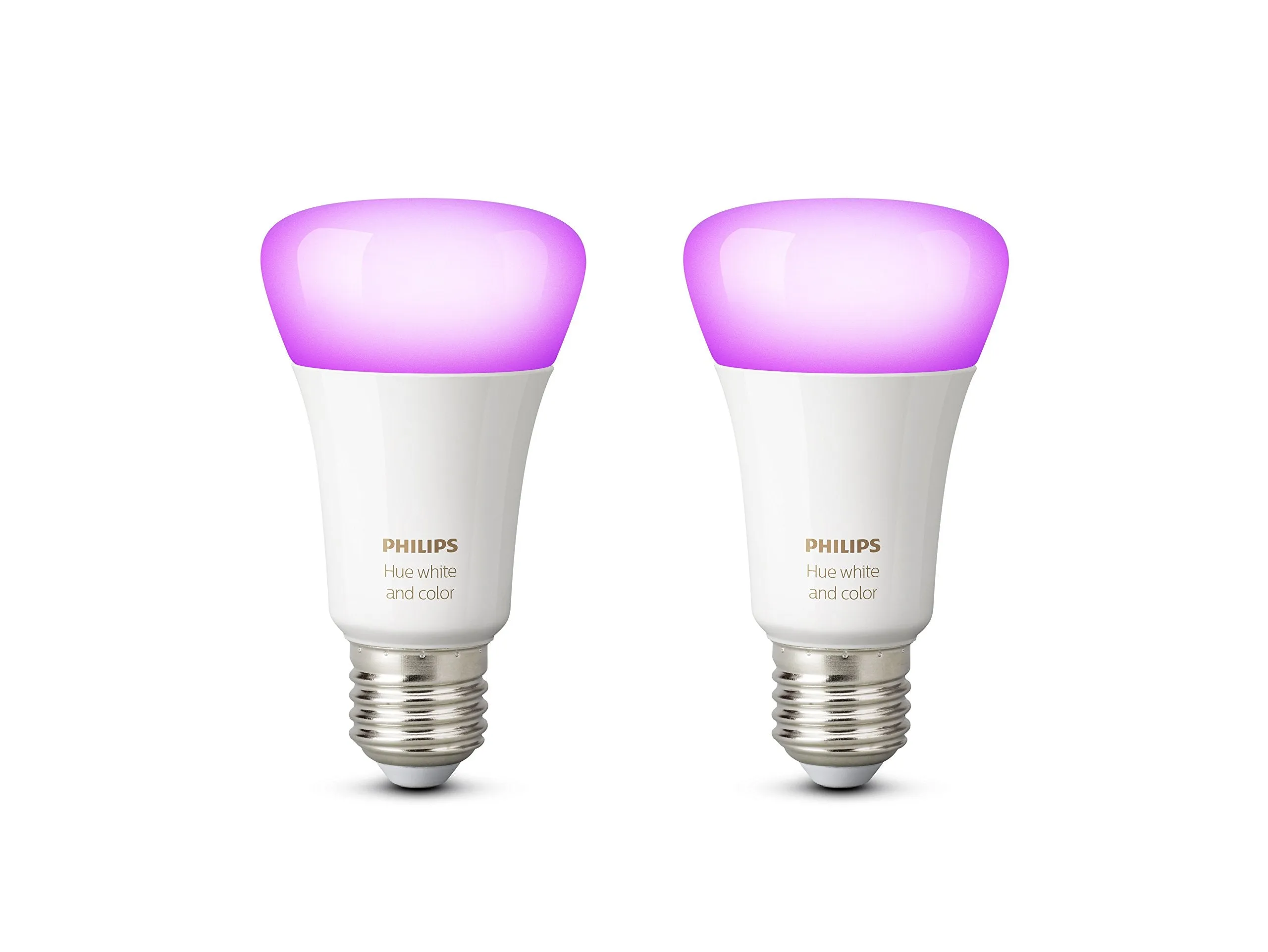 Philips Hue White and Colour Ambience Personal Wireless Lighting 2 x 9.5 W E27 Edison Screw LED Twin Pack Light Bulbs, Apple HomeKit Enabled, Works with Alexa