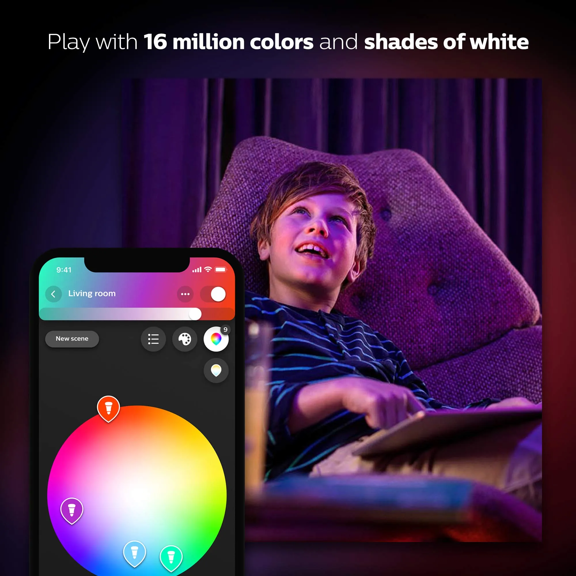 Philips Hue White and Colour Ambience Personal Wireless Lighting 2 x 9.5 W E27 Edison Screw LED Twin Pack Light Bulbs, Apple HomeKit Enabled, Works with Alexa