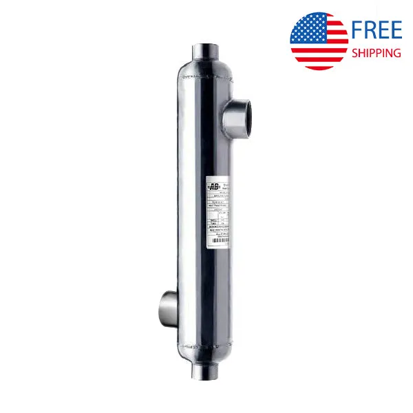 Pool Heat Exchanger - 155K Stainless Steel 316L Opposite Side 1 1/2" & 1" FPT