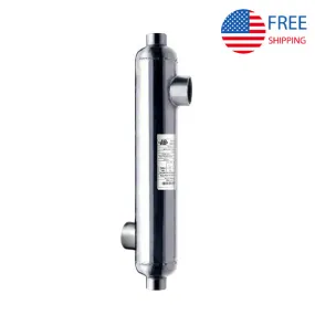 Pool Heat Exchanger - 155K Stainless Steel 316L Opposite Side 1 1/2" & 1" FPT