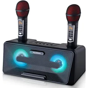 Portable Karaoke Machine for Kids with Bluetooth Speakers, 2 Wireless Microphones & PA System