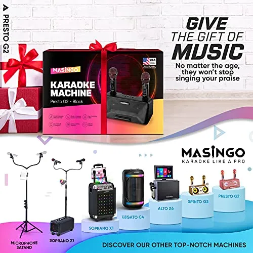 Portable Karaoke Machine for Kids with Bluetooth Speakers, 2 Wireless Microphones & PA System
