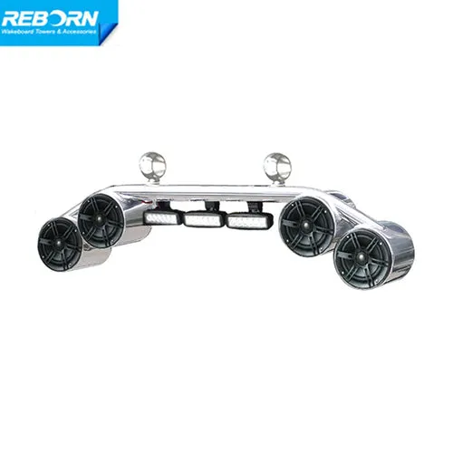 Reborn Wakeboard Tower 4 Speaker And 3 Led Lights Combo Black Coated