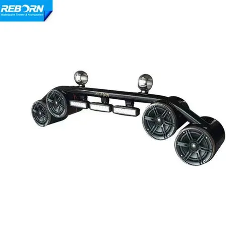 Reborn Wakeboard Tower 4 Speaker And 3 Led Lights Combo Black Coated