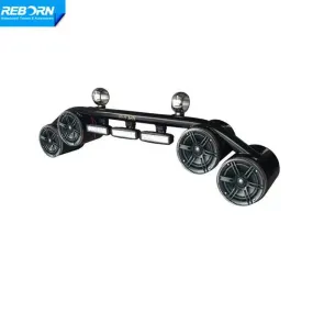 Reborn Wakeboard Tower 4 Speaker And 3 Led Lights Combo Black Coated