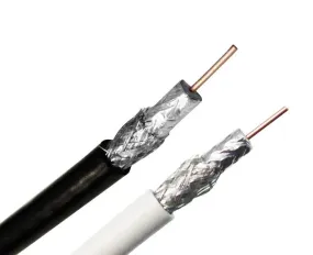 RG6 Coaxial Cable, Dual Shielded Riser CMR, 18 AWG BC, 100% Bonded AL Foil   60% AL Braid, Black or White, 1,000ft