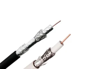RG6 Coaxial Cable, Quad Shielded Riser CMR, AL Foil Shield, 60%/40% Aluminum Braid Shield, 18 AWG Solid CCS Conductor, 1,000'