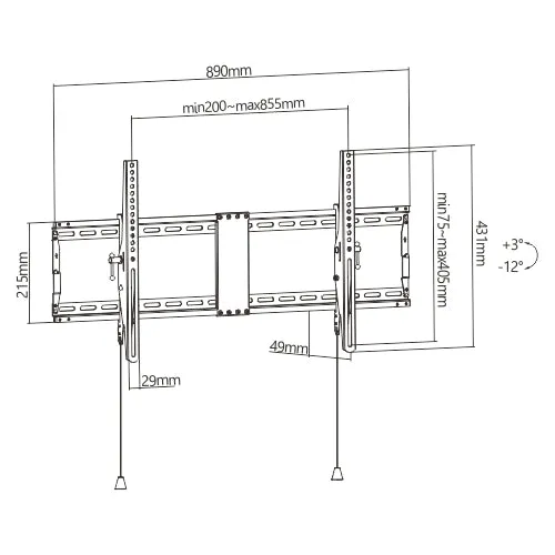 Rhino Brackets Heavy-Duty Foldable Tilt TV Wall Mount for 43"to 90" Screens
