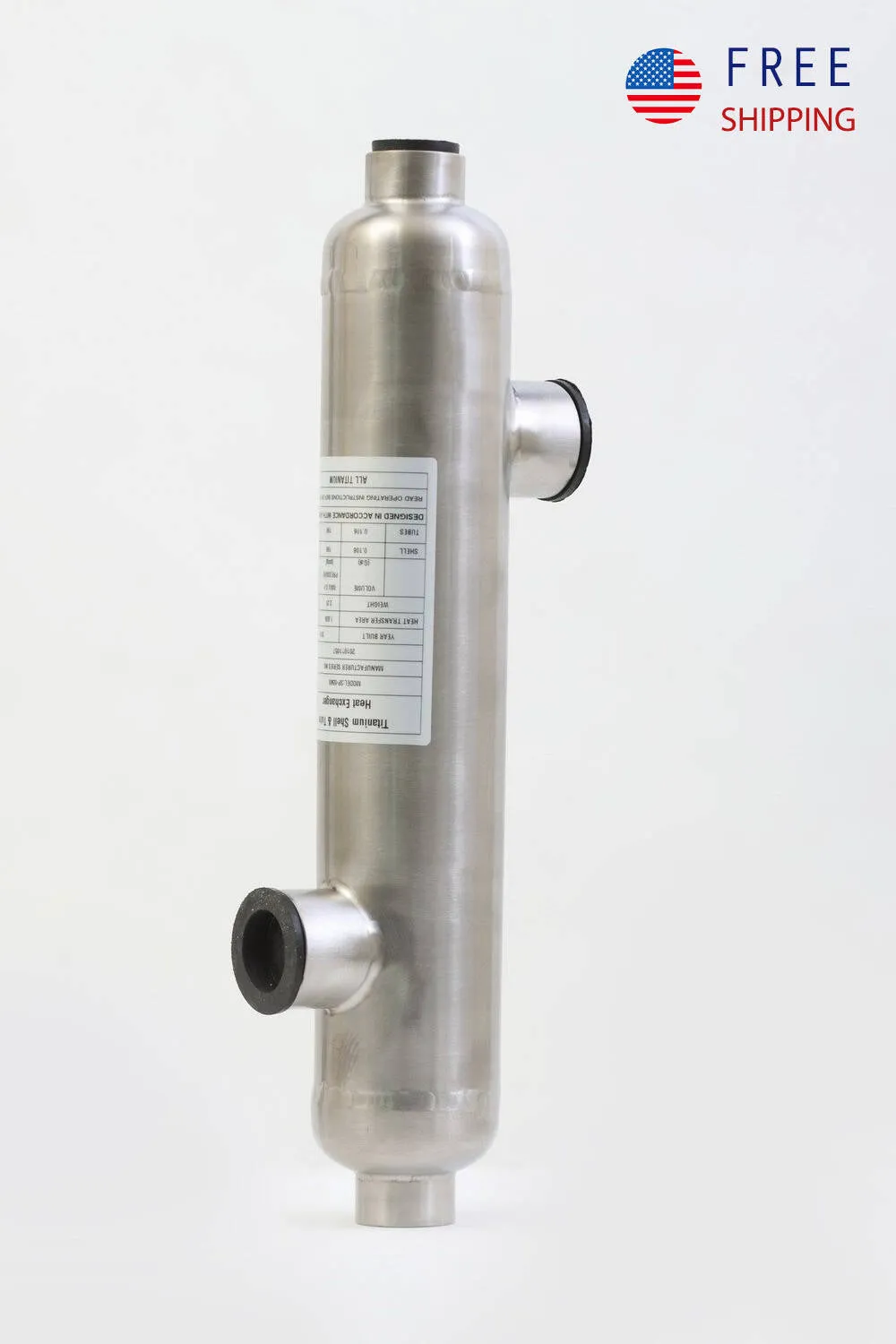 Salt Swimming Pool Heat Exchanger - 210K Titanium Opposite Side 1 1/2" & 1 1/2" FPT