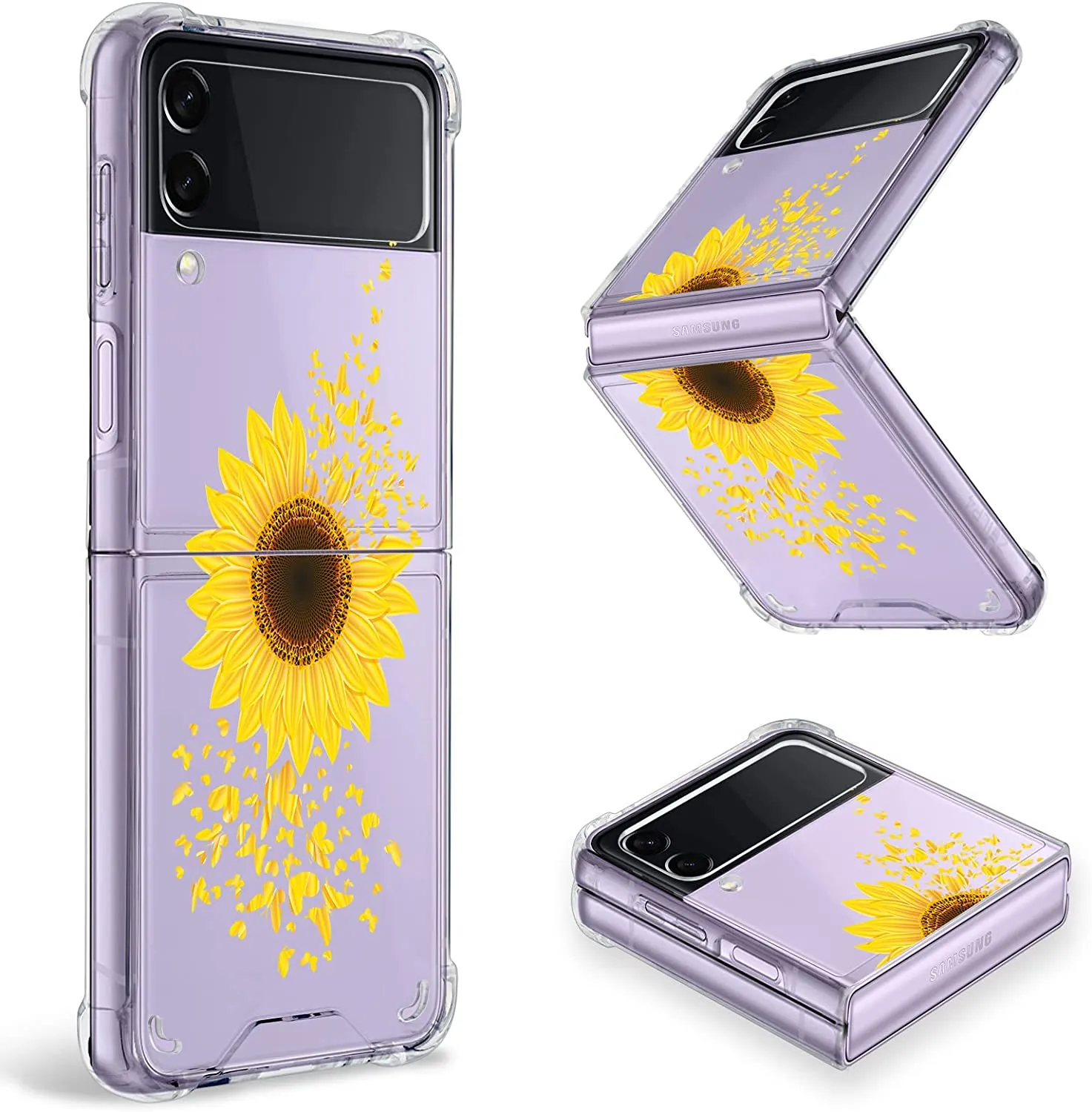 Samsung Galaxy Z Flip 4 Case, Black Leopard Clear Protective Case