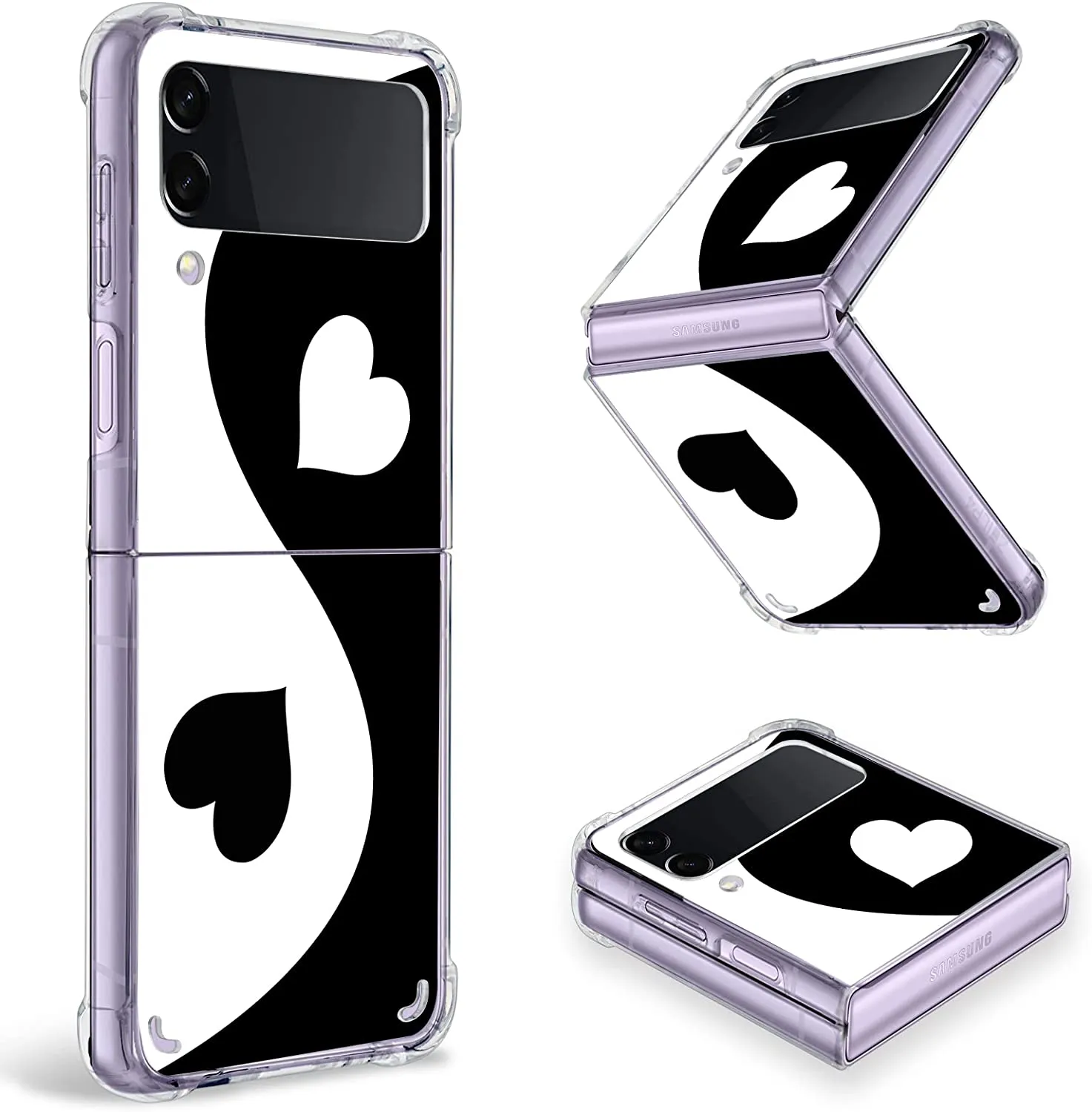 Samsung Galaxy Z Flip 4 Case, Black Leopard Clear Protective Case