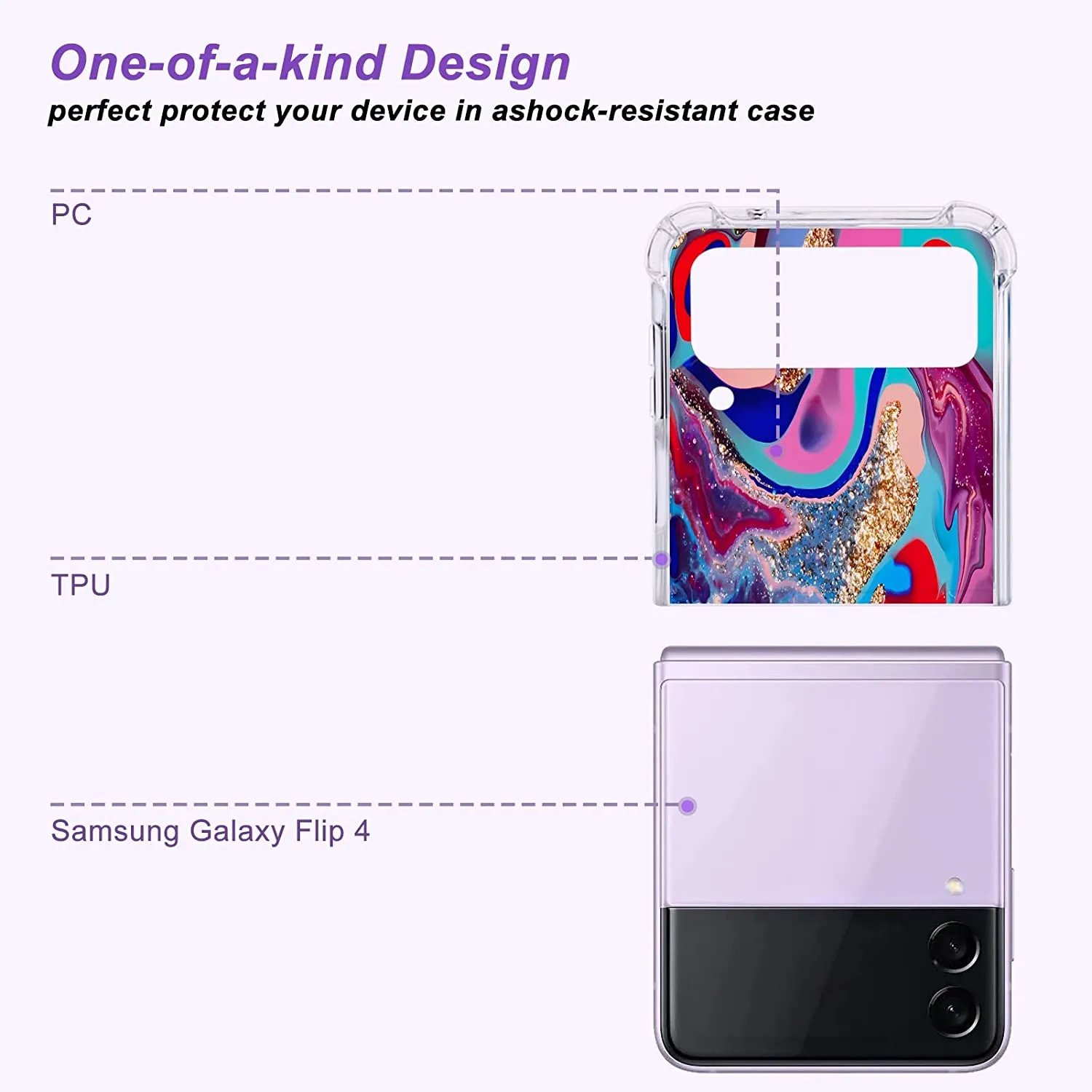 Samsung Galaxy Z Flip 4 Case Watercolor Four Corners Protective Case