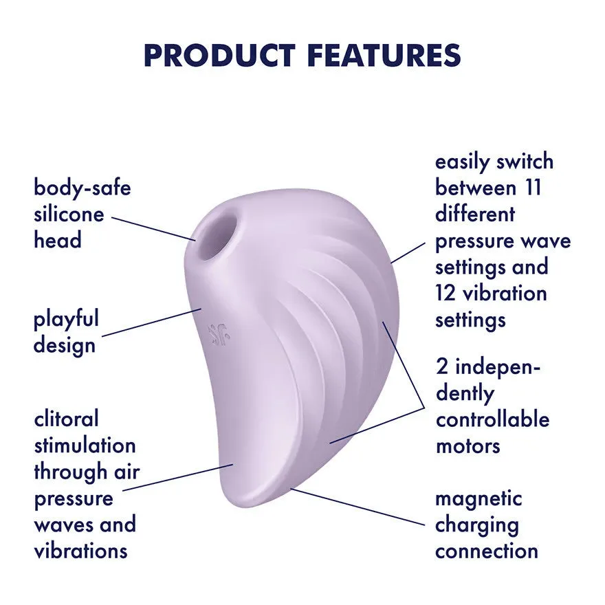 Satisfyer Pearl Diver Pressure Wave Rechargeable Waterproof Clitoral Stimulator - Violet