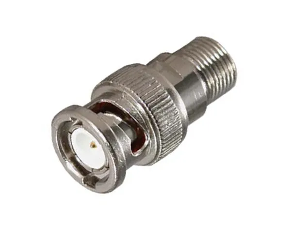 Screw-On BNC RG6 Coax Cable Connector, Male to F-Type Female Coax Adapter