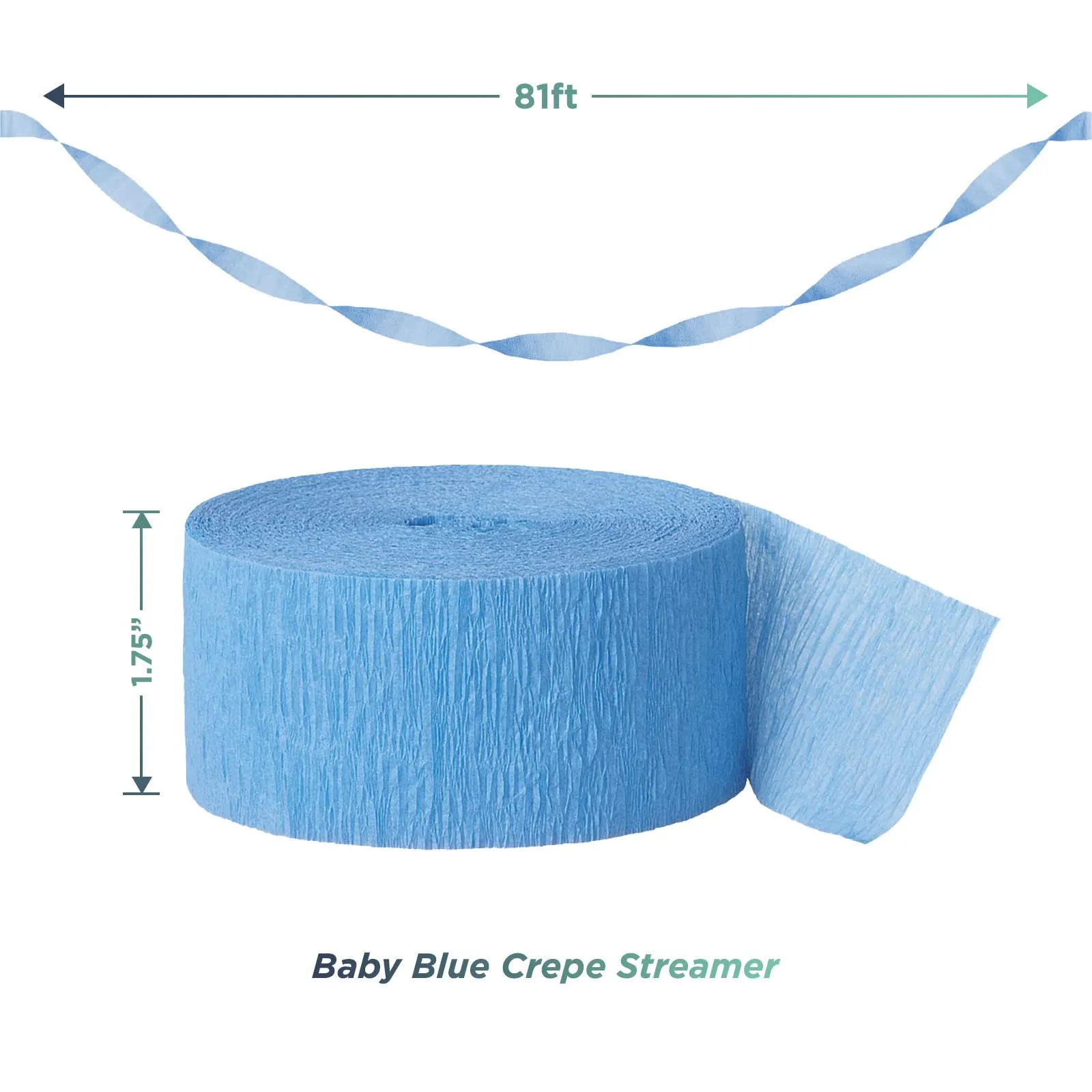 Shark Party Supplies - Happy Birthday Banner Garland with Dark Blue, Light Blue, and White Crepe Streamer Decorations