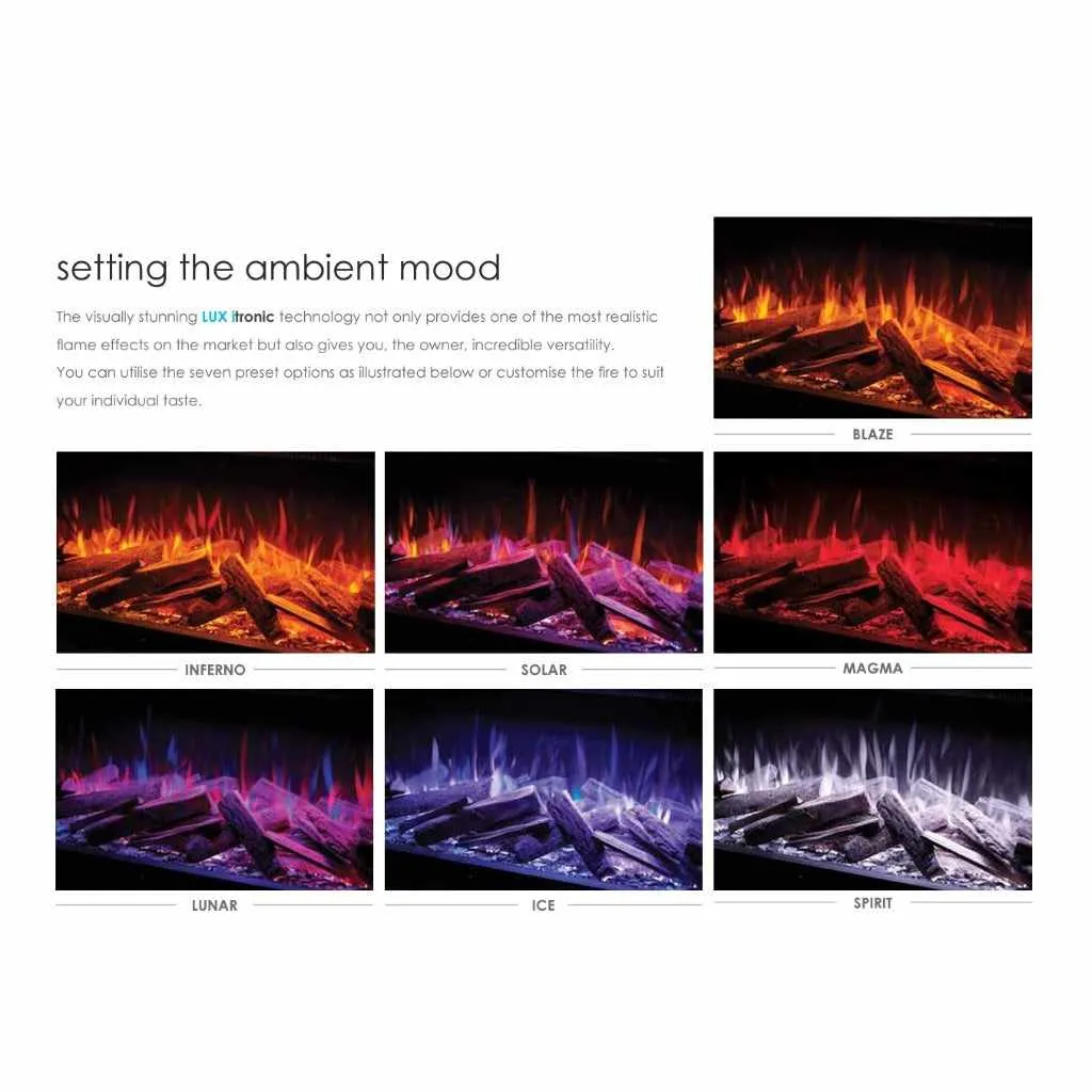 Solution Fires LUX 200 HD 2000MM Panoramic Electric Fire - 1/2/3 Sided Media Wall Electric Fire