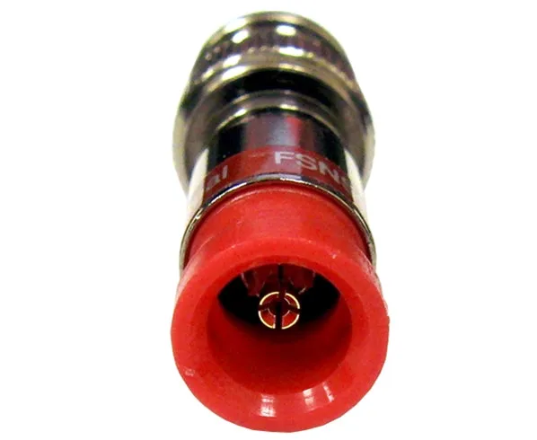 This BNC Snap N Seal RG59 CATV Coax Cable Connector comes with a red ring and is available in a 25-piece bag