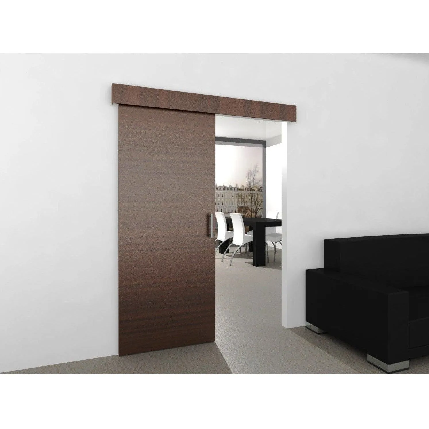 Top Hung Straight Sliding Single Door Kit - Max Weight 100kg - Max Door Width 1250mm - 2.4m Track - With Soft Close and Soft Open