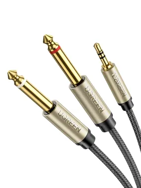 Ugreen Gold Plated 3.5mm 1/8 TRS to 6.35mm 1/4 TS Mono Y-Cable Splitter Cord for iPhone iPod Computer Sound Cards CD Players Multimedia Speakers and Home Stereo Systems 2m 6ft - 10615