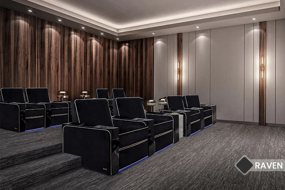 Valencia Naples Elegance Home Theater Seating Row of 3, Raven