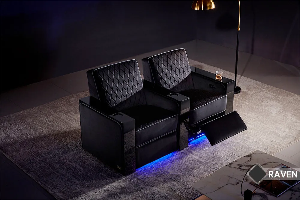 Valencia Naples Prestige Home Theater Seating Row of 2, Raven