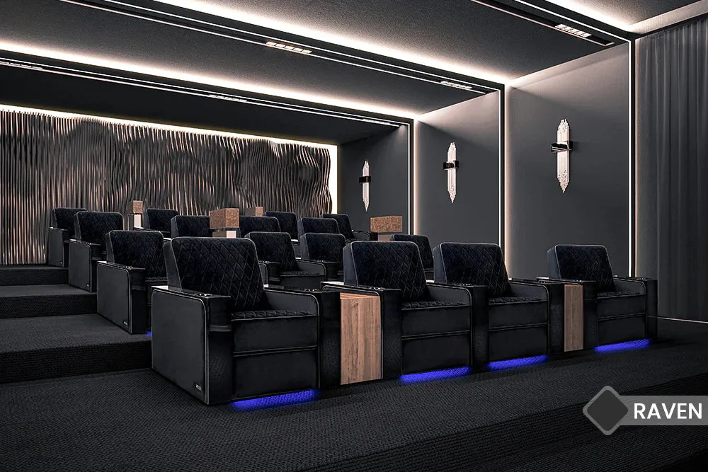 Valencia Naples Prestige Home Theater Seating Row of 4 Loveseat Right, Raven
