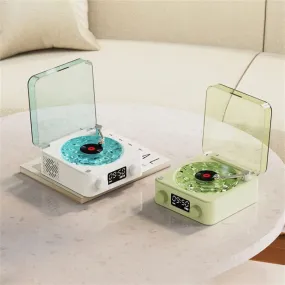 Vinyl player, vinyl wireless speakers with adjustable lights, portable 4-mode wireless vintage vinyl record player, wireless speakers with ambient light for bedrooms, offices, parties