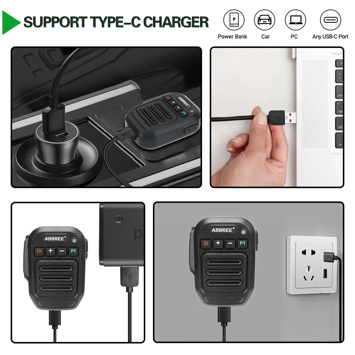 Wireless Bluetooth Microphone Handheld Speaker MIC Type-C for Baofeng UV-5R 888S 21 Pro Walkie Talkie Ham Radio Accessories