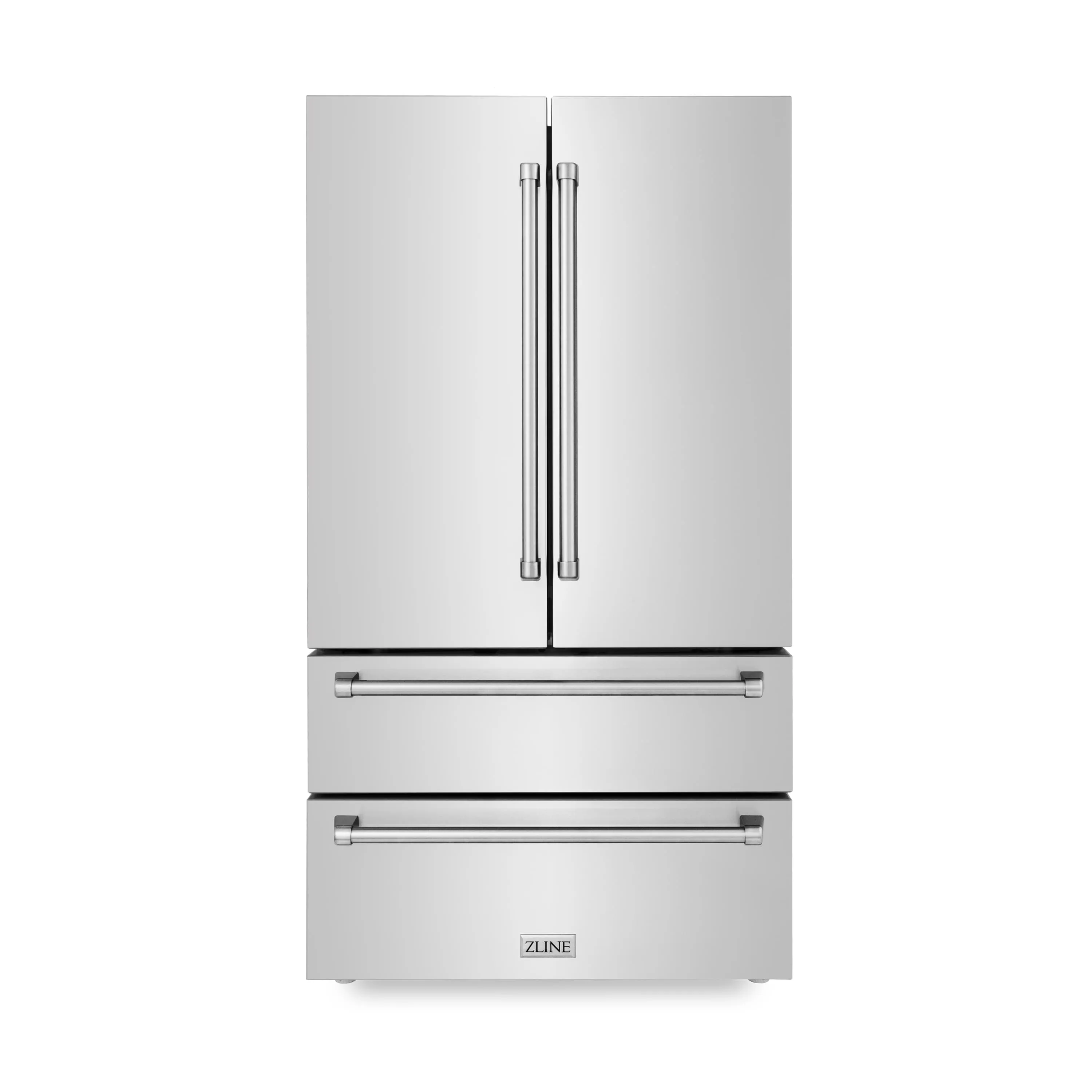 ZLINE 5-Piece Appliance Package - 30-Inch Rangetop, Refrigerator, 30-Inch Electric Double Wall Oven, 3-Rack Dishwasher, and Convertible Wall Mount Hood in Stainless Steel (5KPR-RTRH30-AWDDWV)
