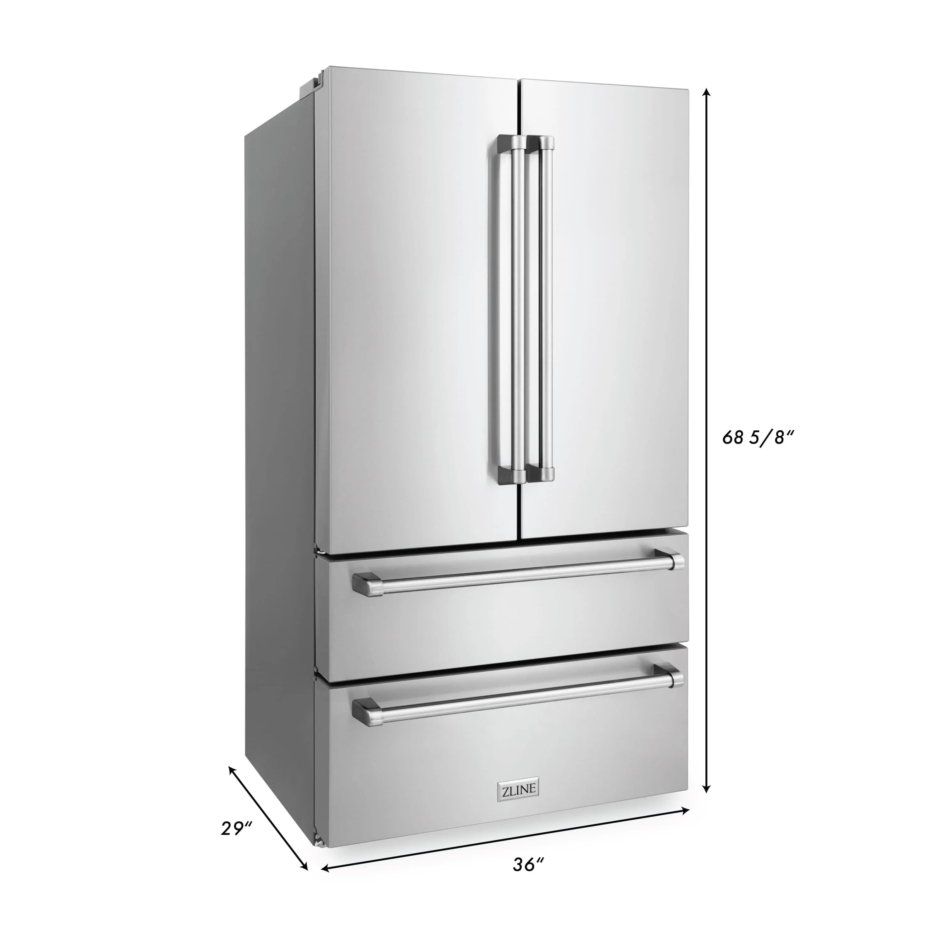 ZLINE 5-Piece Appliance Package - 30-Inch Rangetop, Refrigerator, 30-Inch Electric Double Wall Oven, 3-Rack Dishwasher, and Convertible Wall Mount Hood in Stainless Steel (5KPR-RTRH30-AWDDWV)
