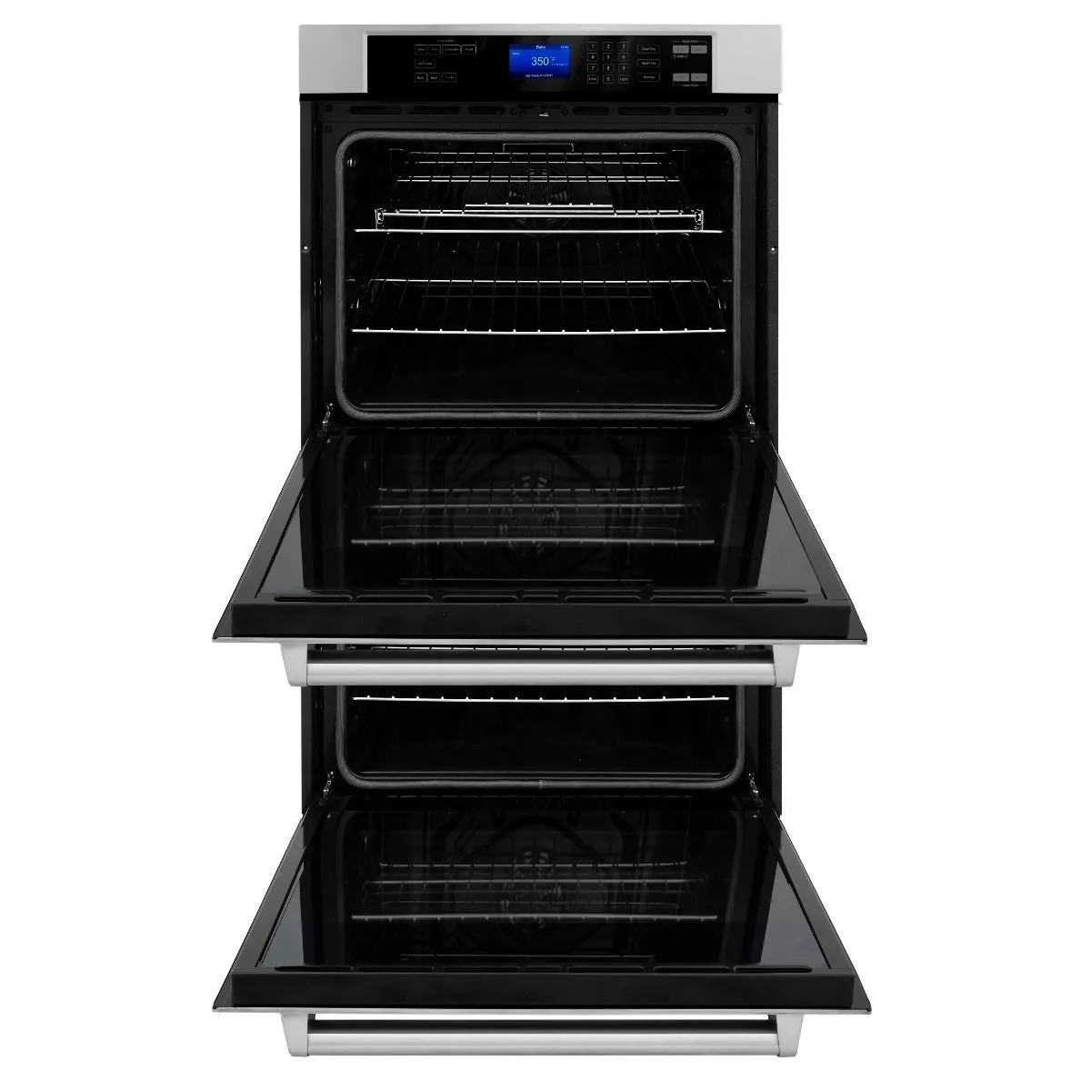 ZLINE 5-Piece Appliance Package - 30-Inch Rangetop, Refrigerator, 30-Inch Electric Double Wall Oven, 3-Rack Dishwasher, and Convertible Wall Mount Hood in Stainless Steel (5KPR-RTRH30-AWDDWV)