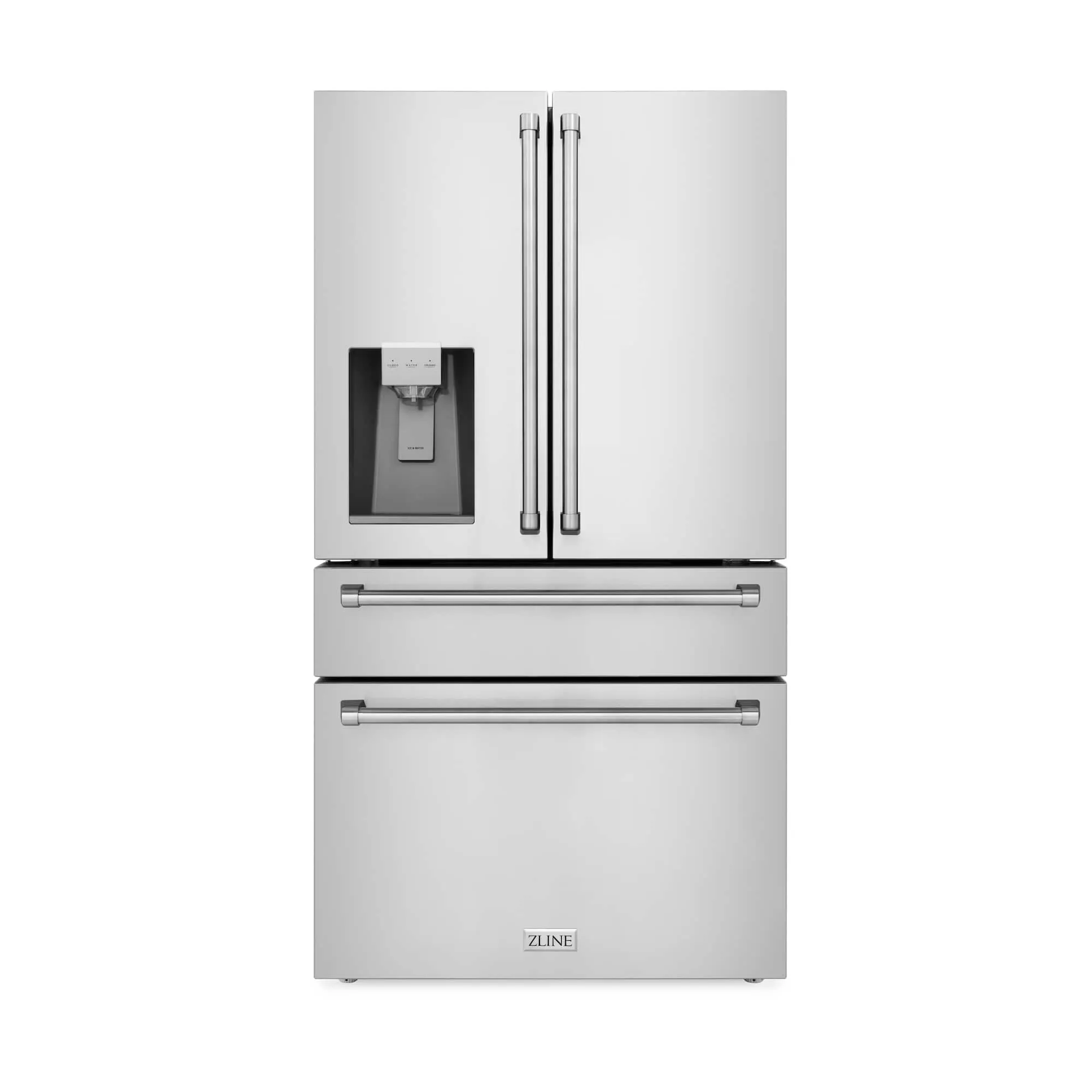 ZLINE 5-Piece Appliance Package - 36-Inch Rangetop, Refrigerator with Water Dispenser, 30-Inch Electric Wall Oven, 3-Rack Dishwasher, and Convertible Wall Mount Hood in Stainless Steel (5KPRW-RTRH36-AWSDWV)