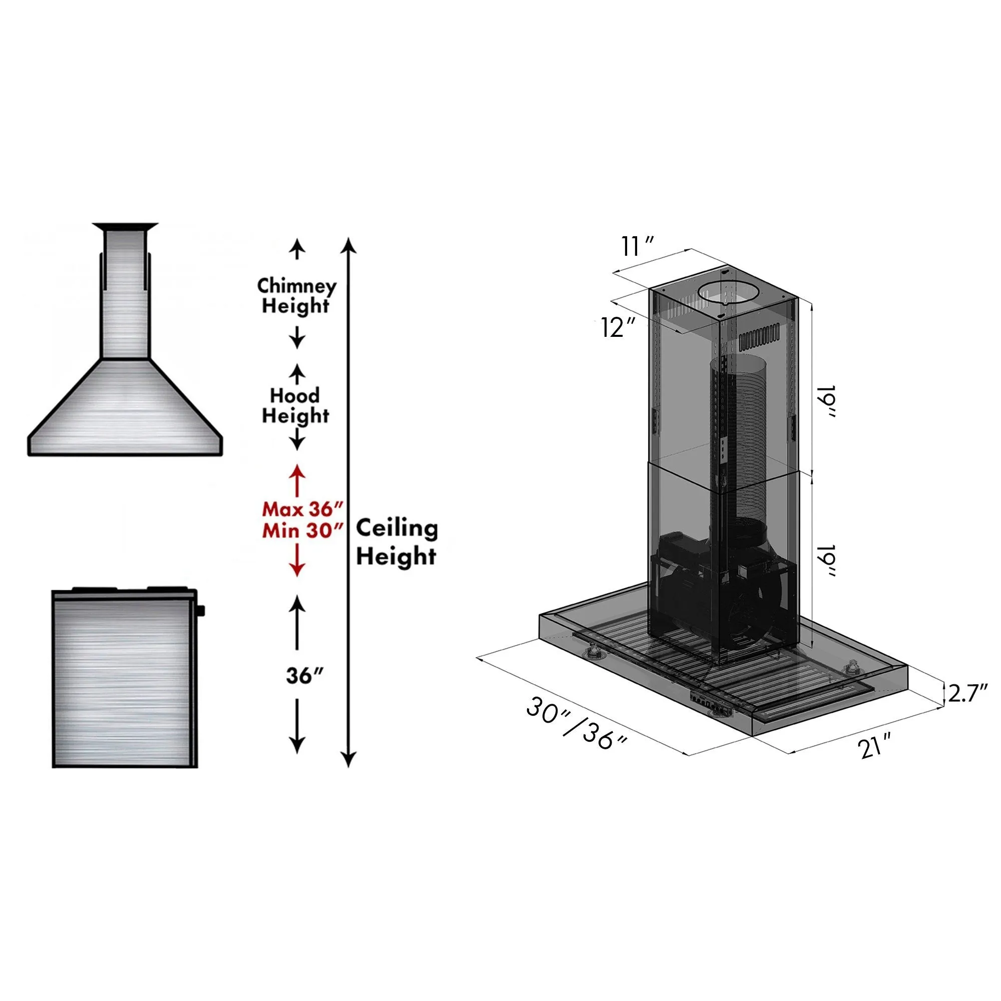 ZLINE Island Mount Range Hood in Black Stainless Steel (BSKE2iN)