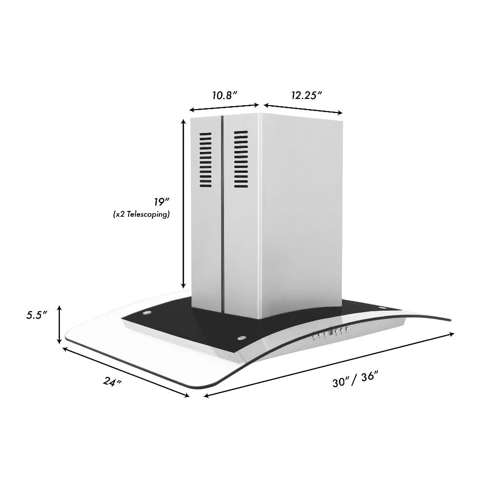 ZLINE Island Mount Range Hood in Stainless Steel and Glass (GL5i)